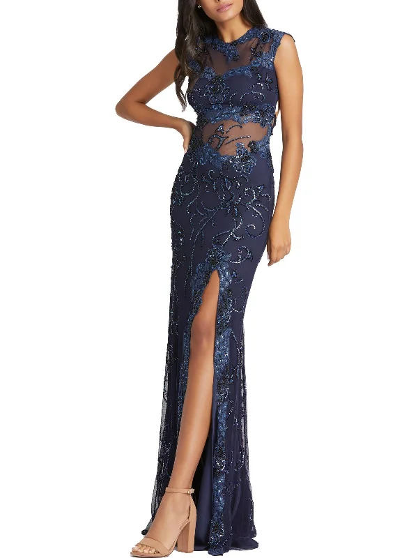 Womens Sequined Long Evening Dress