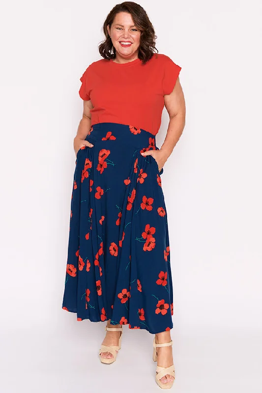 Katelyn Red Poppy Fields Skirt