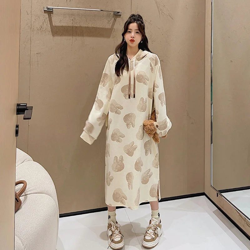 Plus Size Rabbit Hoodie Dress