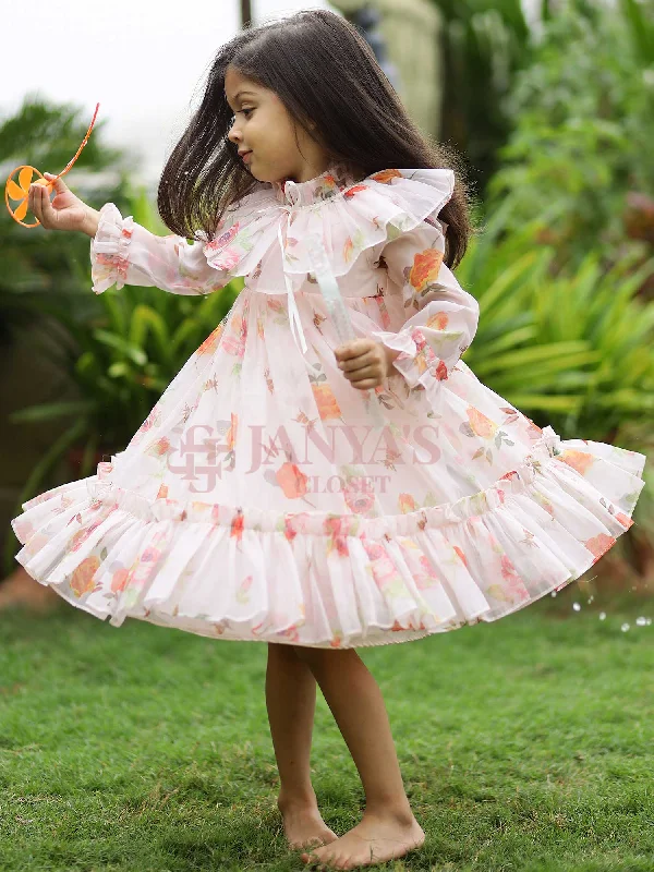 Dolce Floral Digital Print Party Dress For Girls