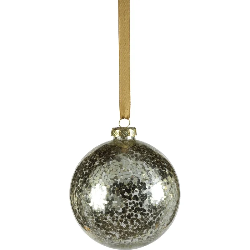 Gold Confetti Glass Holiday Ball Ornaments, Set of 6