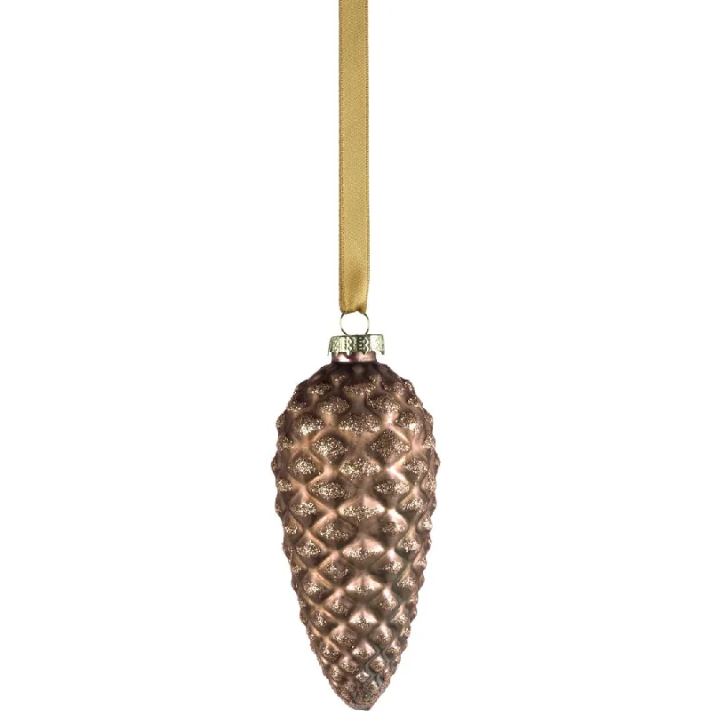 Cariad Copper Bronze Glass Pine Cone Ornaments, Set of 6