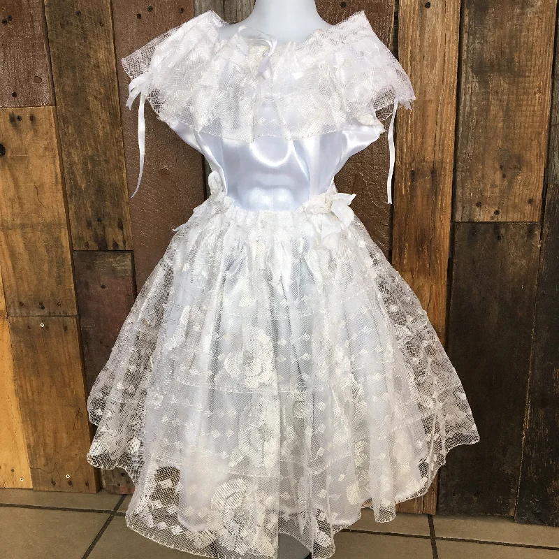 Mexican Chiapaneca Dress for Girls White/White