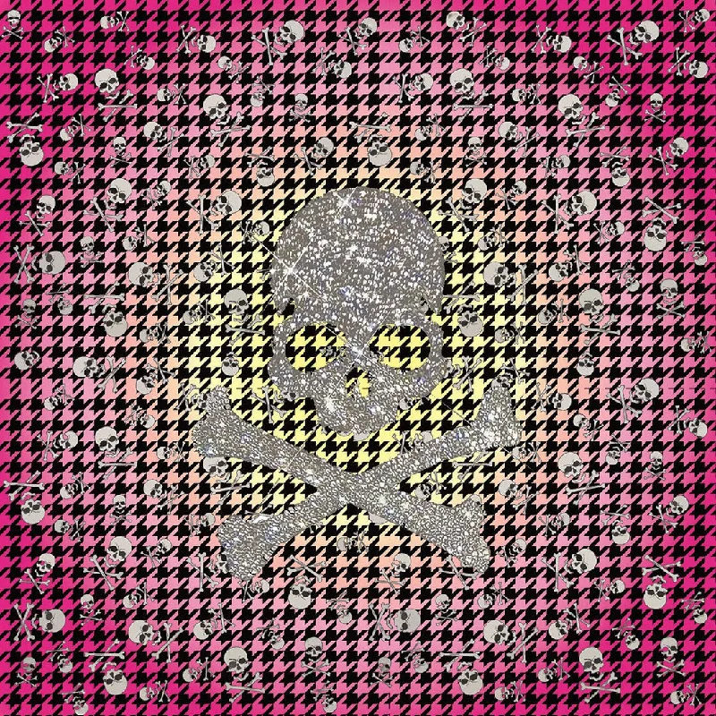 CROSSBONES PINK YELLOW HOUNDSTOOTH