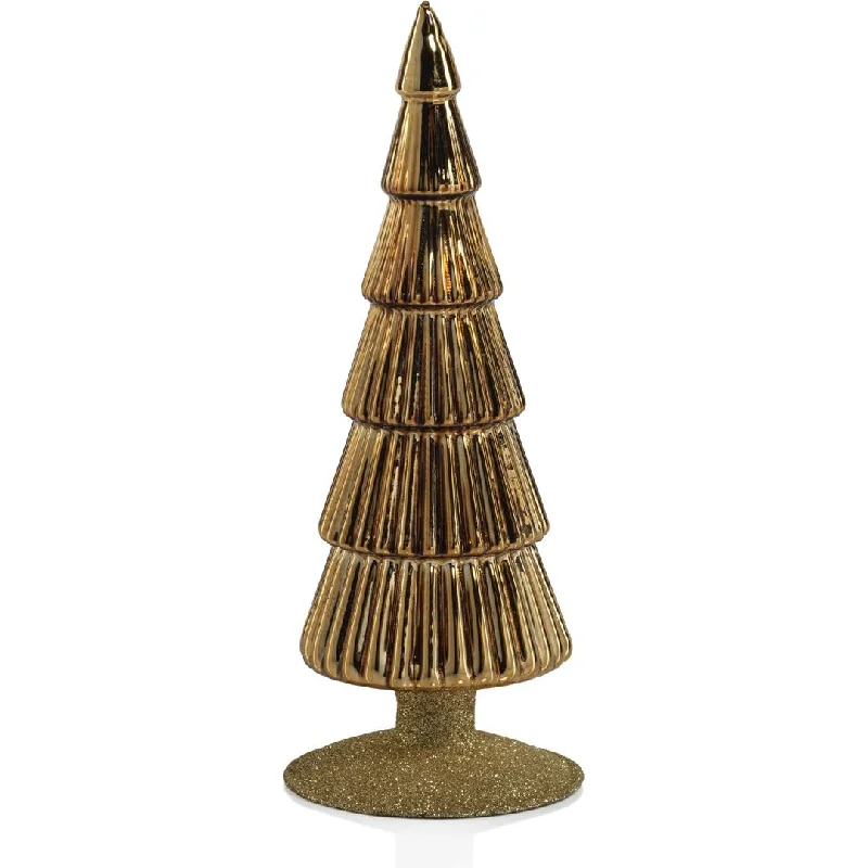 Dembe Gold Glass Tree on Gold Glitter Base, Set of 2