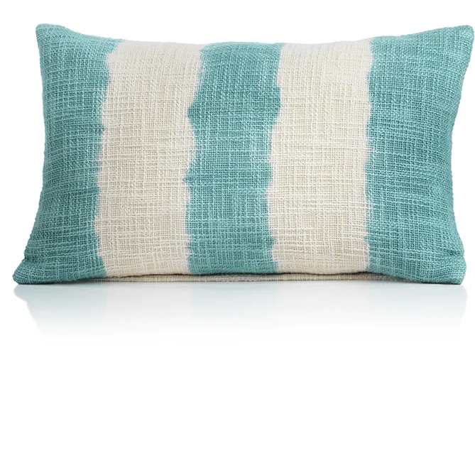 Naxos Tie Dye Blue Stripe Cotton Throw Pillow-12" x 20"