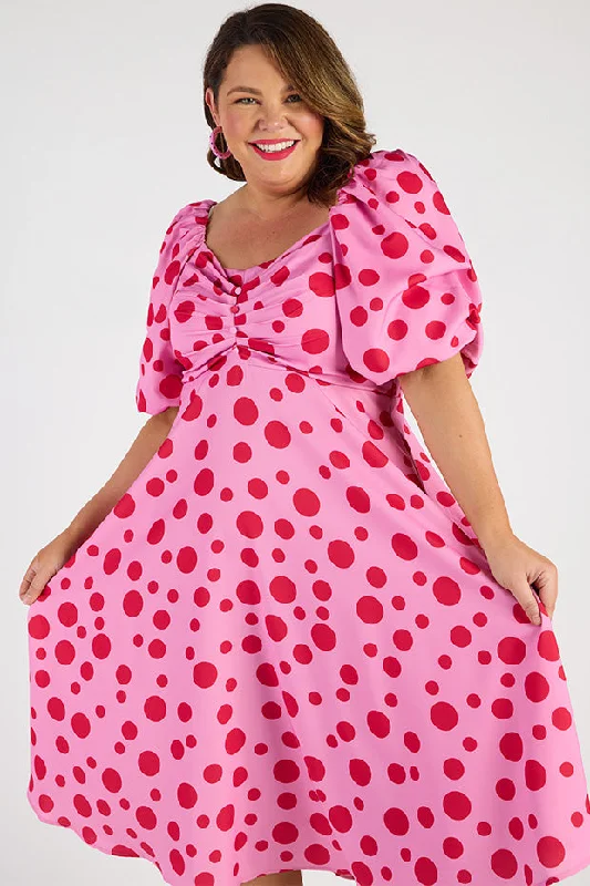 Demi Pink Multi Spot Dress