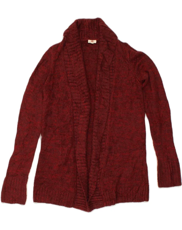 LEVI'S Womens Cardigan Sweater UK 14 Medium Red Acrylic