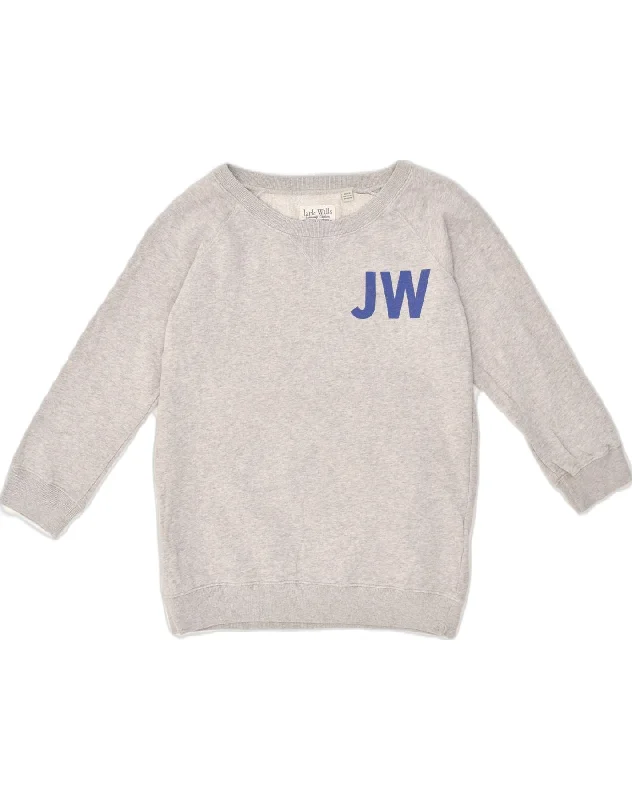 JACK WILLS Womens Oversized Graphic Sweatshirt Jumper UK 10 Small Grey