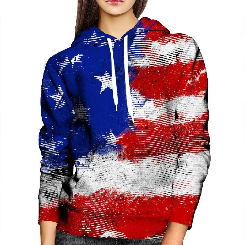 American Flag Lines Womens Hoodie