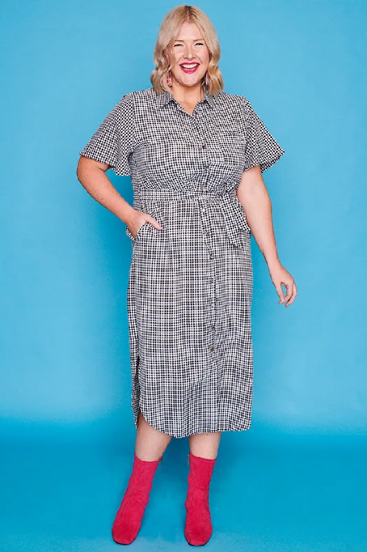 Between The Lines Black Gingham Dress