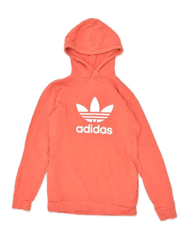 ADIDAS Womens Graphic Hoodie Jumper UK 10 Small Orange Cotton