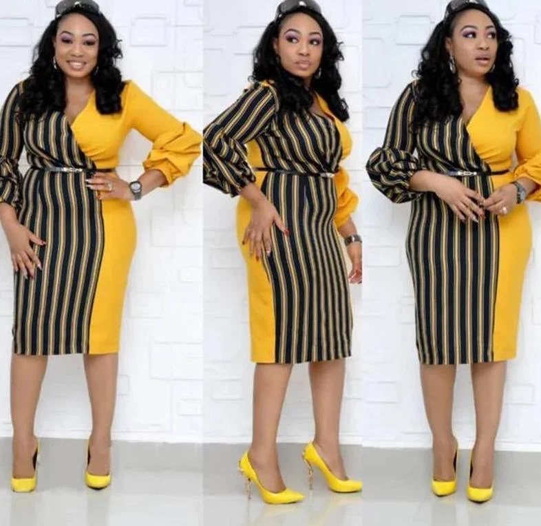 Women Dress-Plus Size Striped Dresses