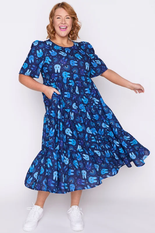 Saturn Blue Bunnies Dress