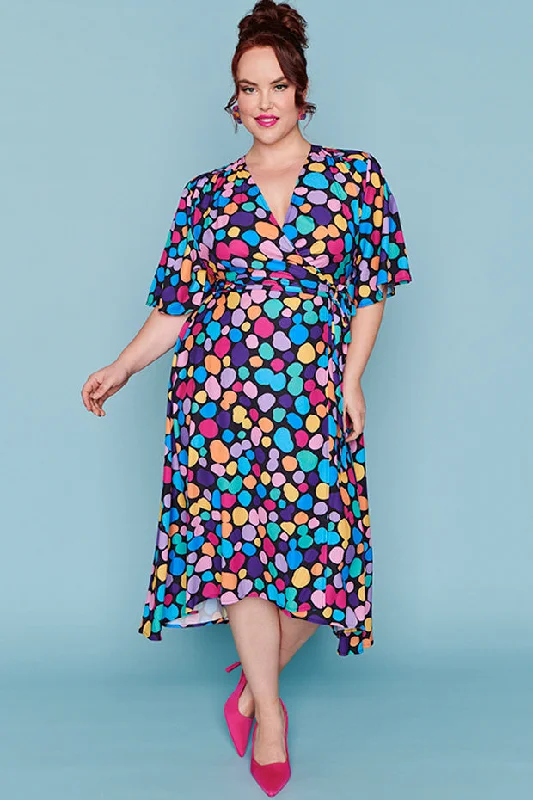 Mandy Rainbow Pebble Spots Wrap Dress