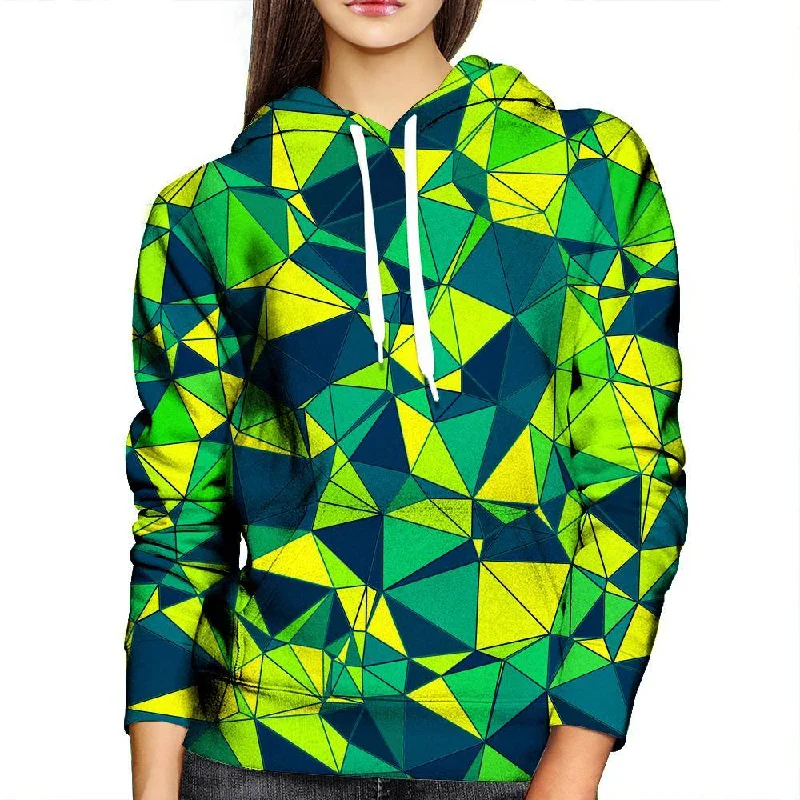 Triangles In Green Shades Womens Hoodie