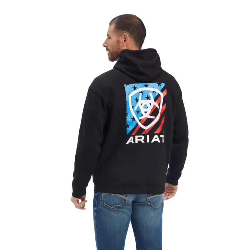 Ariat® Men's Black Americana Block Pullover Hoodie 10041680