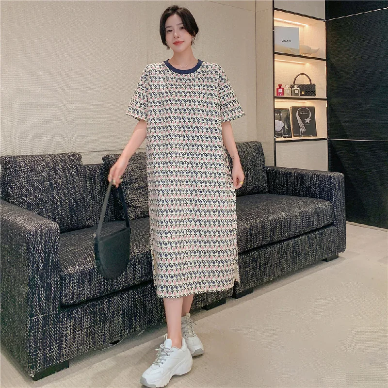 Plus Size Korean Print Dress