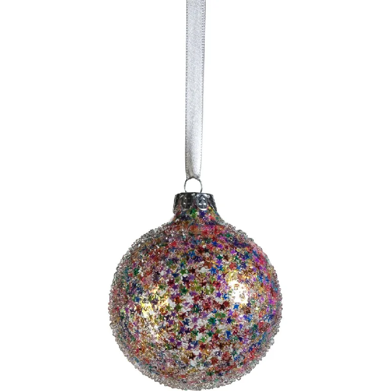 Multi-Bright Confetti Glass Ball Ornaments, Set of 6