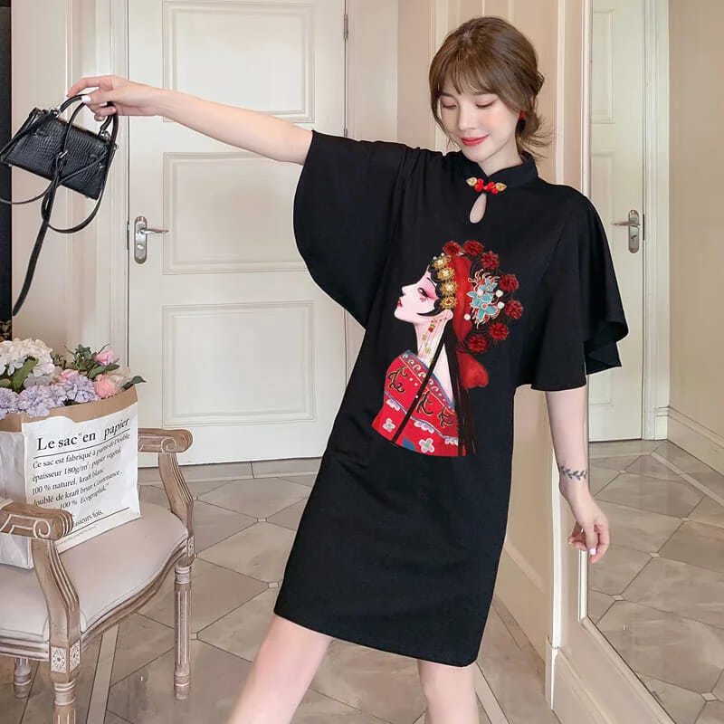 Plus size geisha cheongsam dress