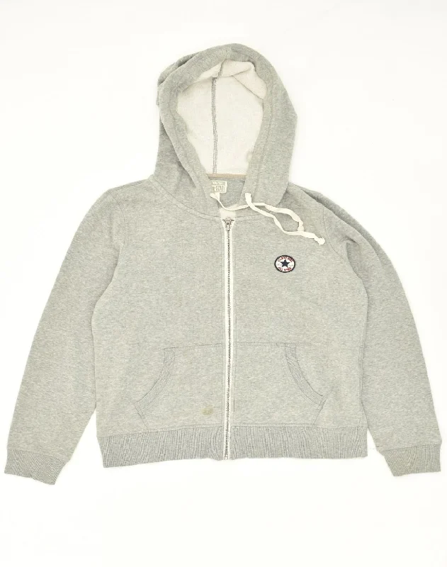 CONVERSE Womens Zip Hoodie Sweater UK 18 XL Grey Cotton