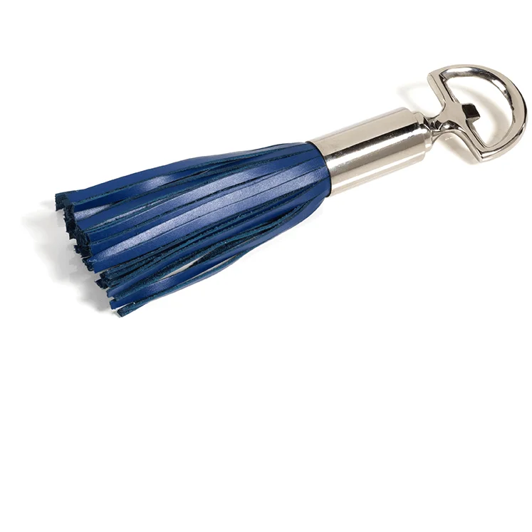 Royal Blue Leather Tassel Nickel Bottle Openers, Set of 2