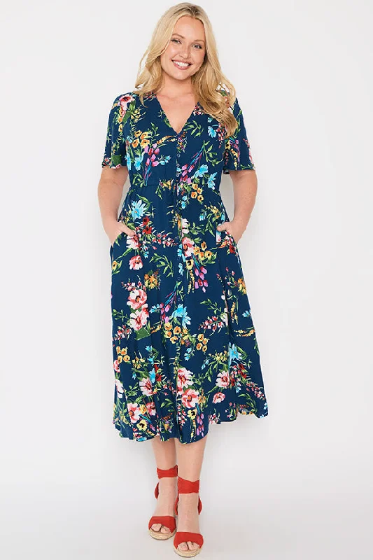 Michelle Navy In Bloom Dress