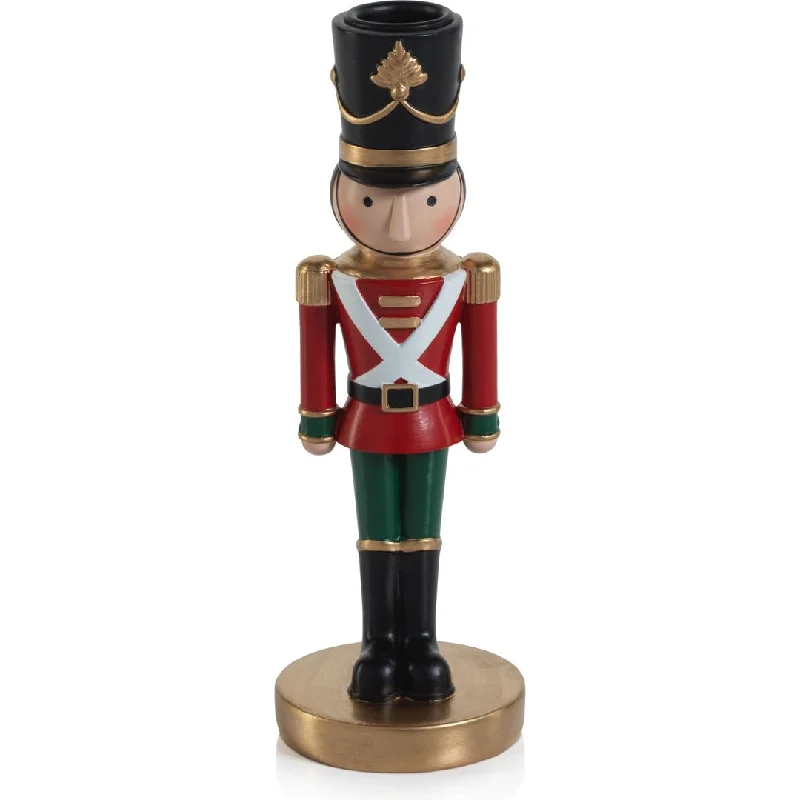 Feya Red & Green Nutcracker Taper Candle Holder