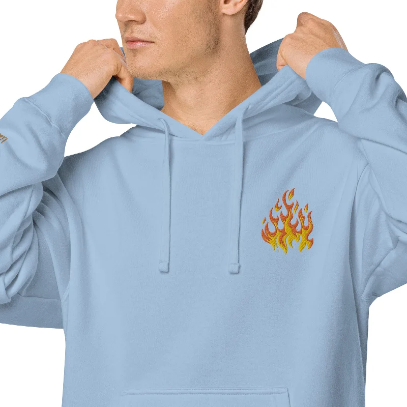 Flame Design Unisex Pigment-Dyed Hoodie