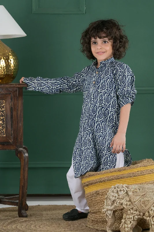 Junior Indigo Kurta Set