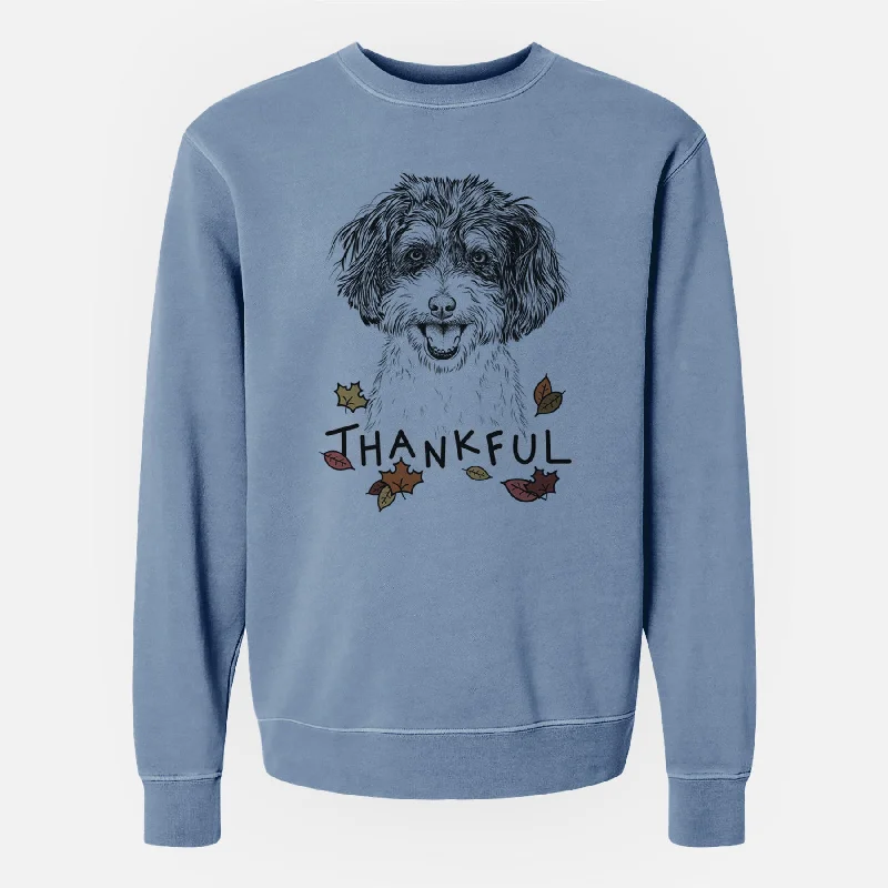 Thankful Carlos the Cavapoo - Unisex Pigment Dyed Crew Sweatshirt