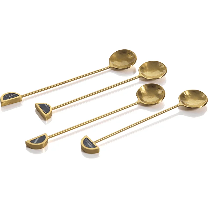 AKU SMALL TEA SPOONS, GOLD & BLACK