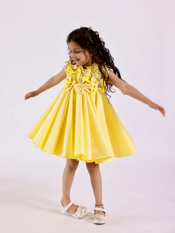 Janya's Closet: Twirly Yellow Bows Dress