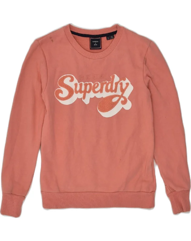 SUPERDRY Womens Graphic Sweatshirt Jumper UK 8 Small  Pink Cotton