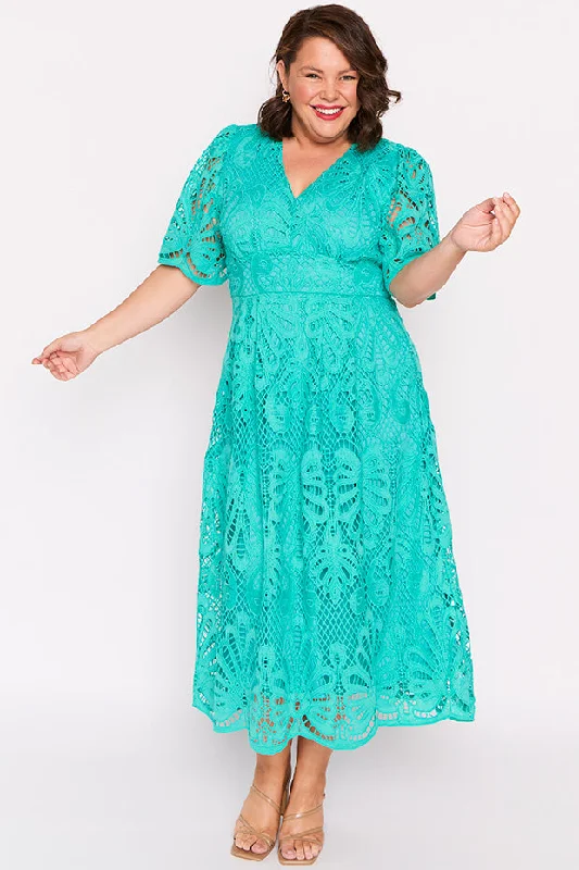 Aurora Teal Lace Dress