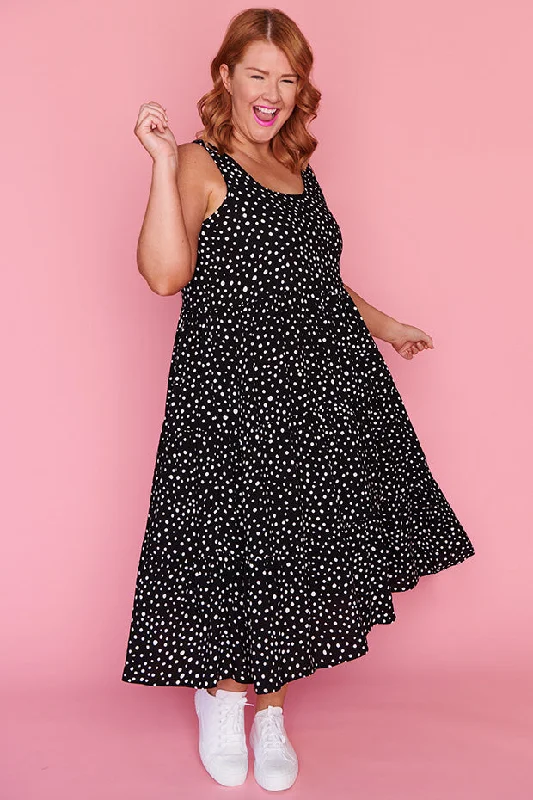 Teagan Black Irregular Spot Dress