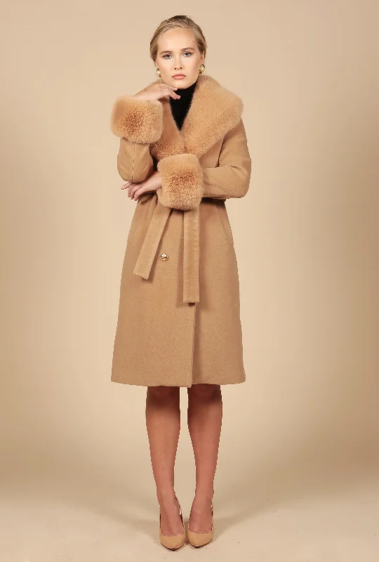 ‘Marlene' Cashmere and Wool Coat in Marrone