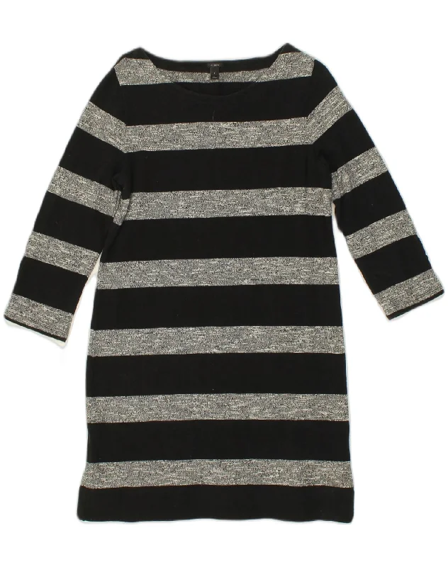 J. CREW Womens Jumper Dress UK 10 Small Black Striped Cotton