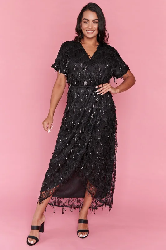 Glamour Black Sequins Party Dress