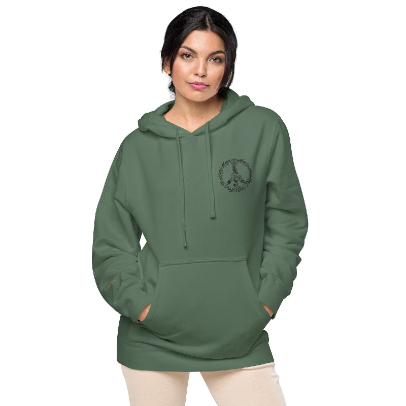 Floral Peace Sign Unisex Pigment-Dyed Hoodie