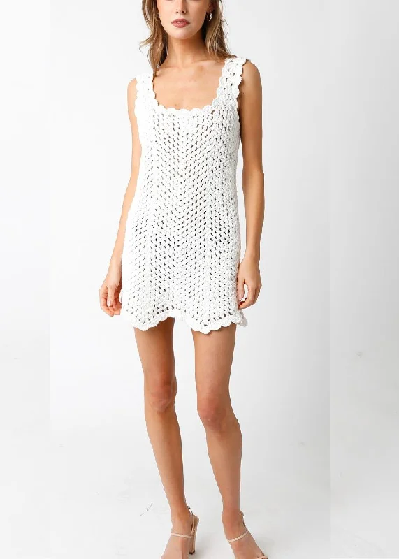 Ivy Crochet Mini Dress- White ***FINAL SALE***