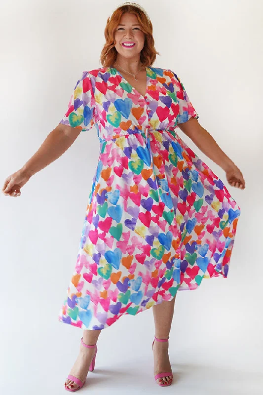 Marley Painterly Rainbow Hearts Dress