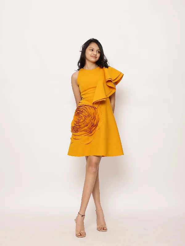 Janyas Closet: Yellow Teen Ruffle Pop On Party  Dress