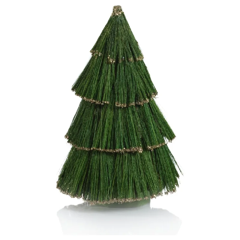 Green Tiger Grass Decorative Tree w/ Gold Glitter Trim