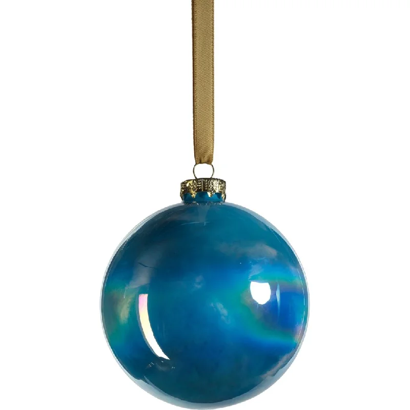 Solid Luster Blue Glass Ball Ornaments, Set of 6