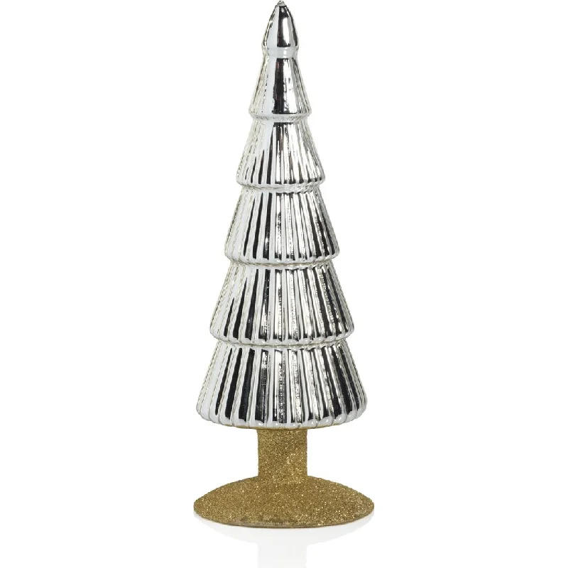 Dembe Silver Glass Tree on Gold Glitter Base, Set of 2