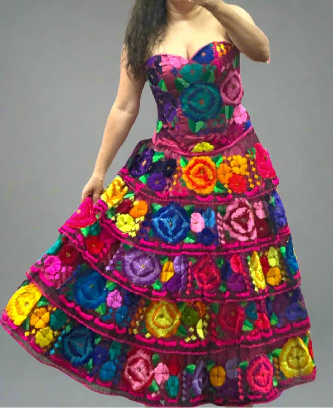 Mexican Chiapaneca Strapless Dress