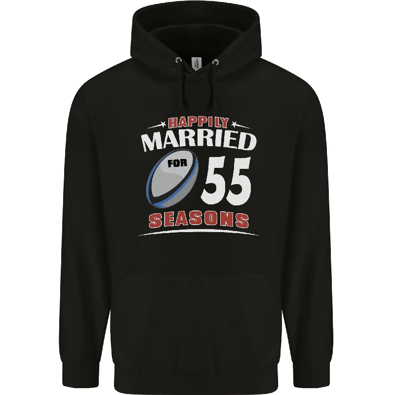 55 Year Wedding Anniversary 55th Rugby Mens 80% Cotton Hoodie