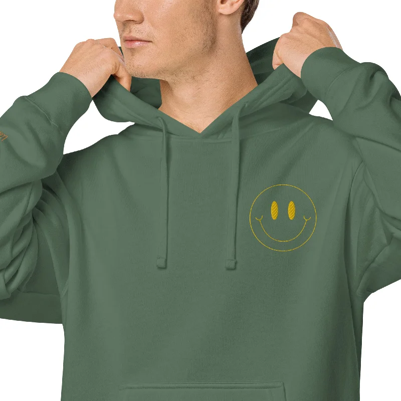 Smiley Face Design Unisex Pigment-Dyed Hoodie