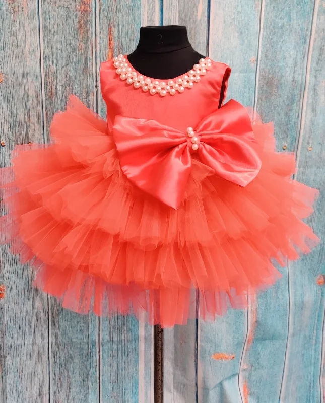 Pearl Blush Ruffle Bow Dress